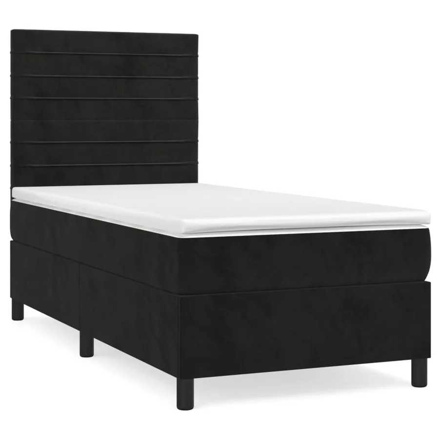 Sommier à lattes de lit avec matelas Noir 100x200 cm Velours - 2