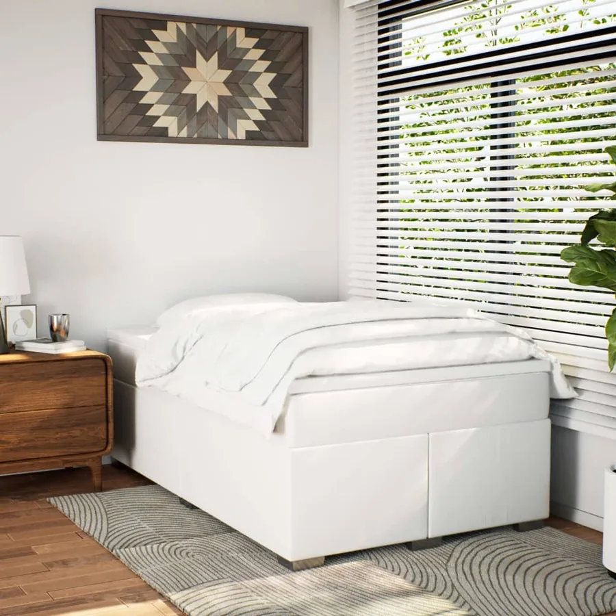Sommier à lattes de lit avec matelas Blanc 120x200cm Similicuir - 3