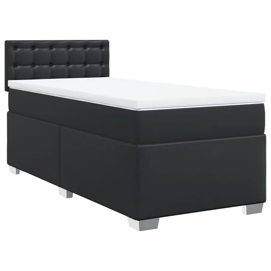 Sommier à lattes de lit avec matelas Noir 100x200 cm Similicuir - 3