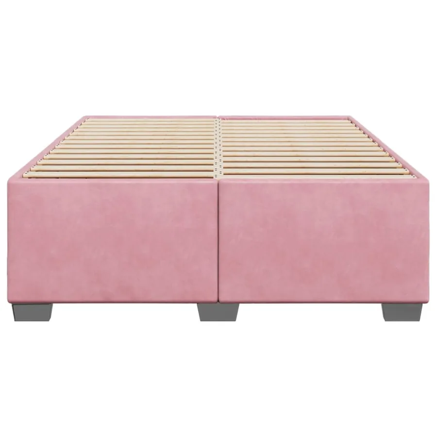 Cadre de lit sans matelas rose 140x200 cm velours - 4
