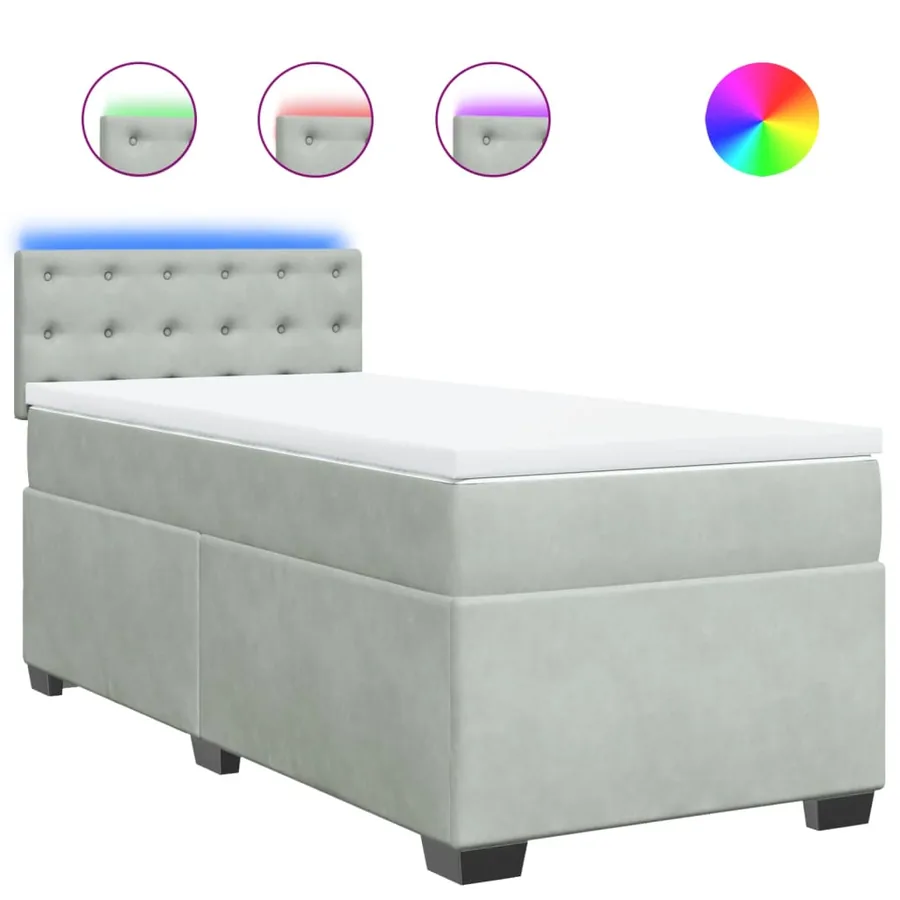 Sommier à lattes de lit et matelas Gris clair 90x200 cm Velours - 2