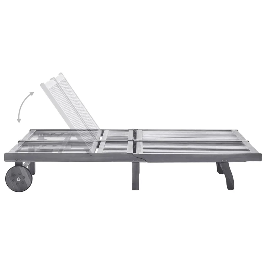 Chaise longue de jardin 2 places avec coussin Gris Acacia - 3