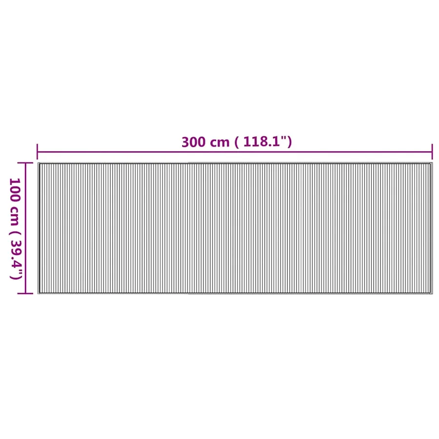Tapis rectangulaire naturel 100x300 cm bambou - 8