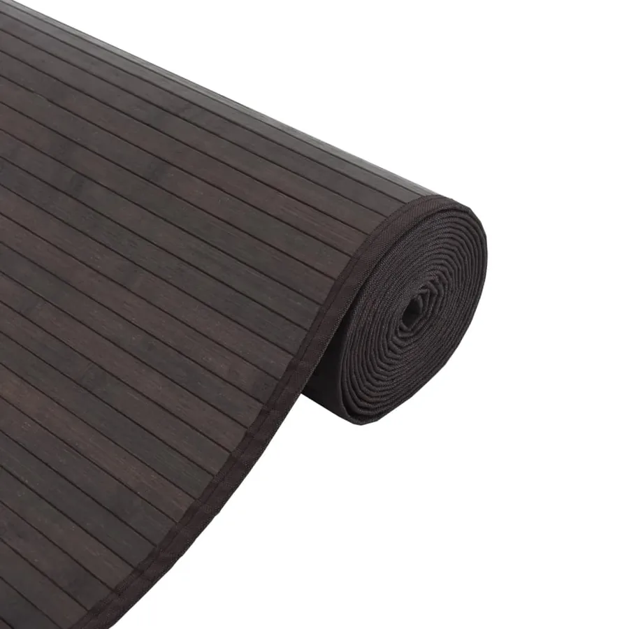 Tapis rectangulaire marron foncé 60x200 cm bambou - 4