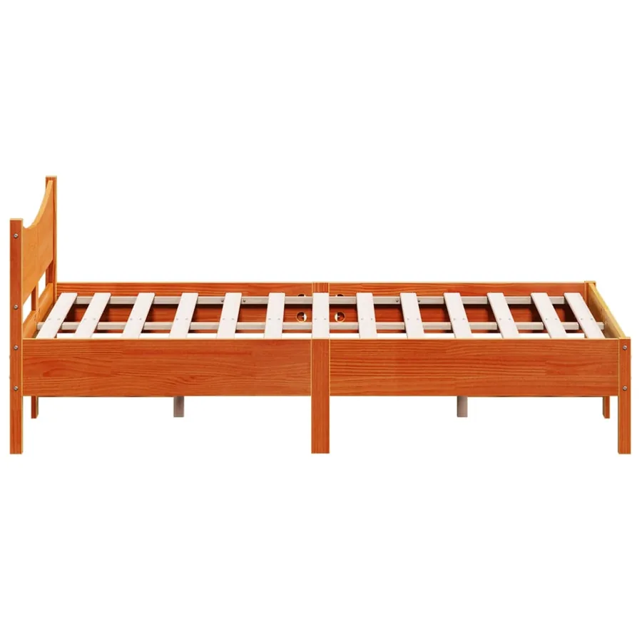 Cadre de lit sans matelas cire marron 135x190cm bois pin massif - 5