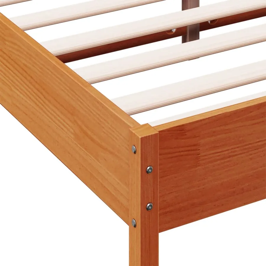Cadre de lit sans matelas cire marron 135x190cm bois pin massif - 7