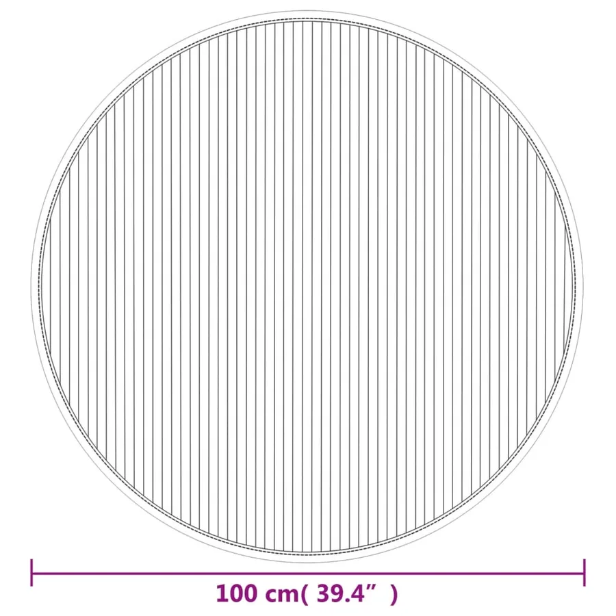 Tapis rond marron foncé 100 cm bambou - 8
