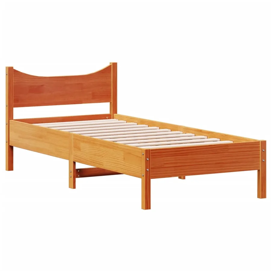 Cadre de lit sans matelas cire marron 100x200cm bois pin massif - 3