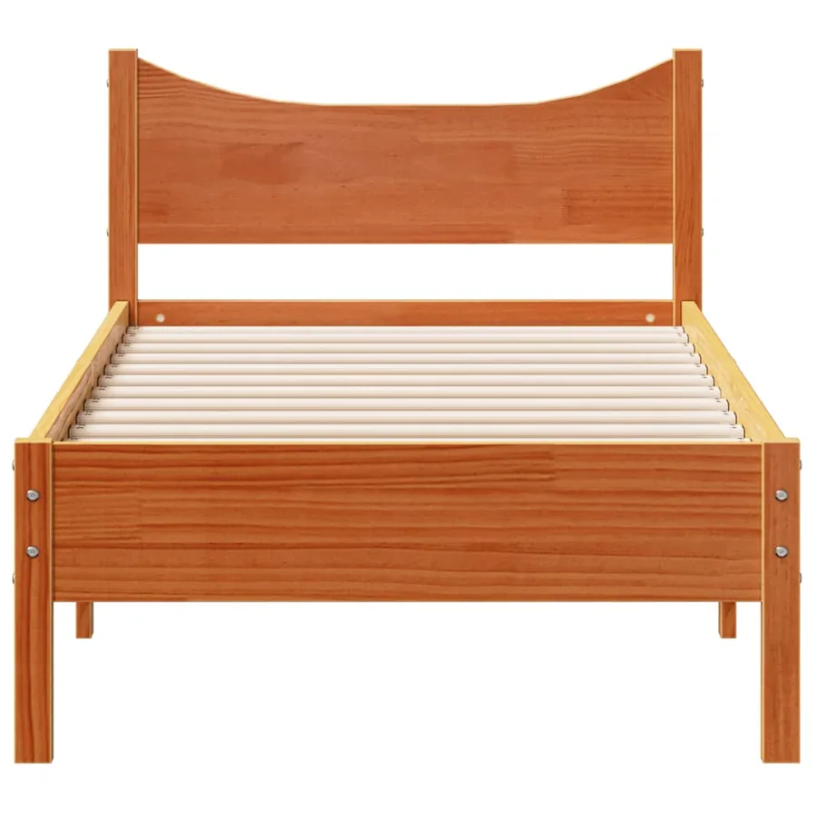 Cadre de lit sans matelas cire marron 100x200cm bois pin massif - 4