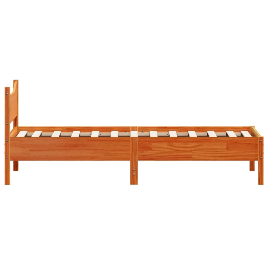 Cadre de lit sans matelas cire marron 100x200cm bois pin massif - 5