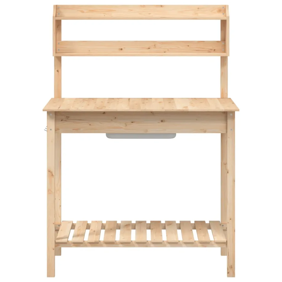 Table de rempotage et évier 147,5x44x139,5 cm bois massif sapin - 7