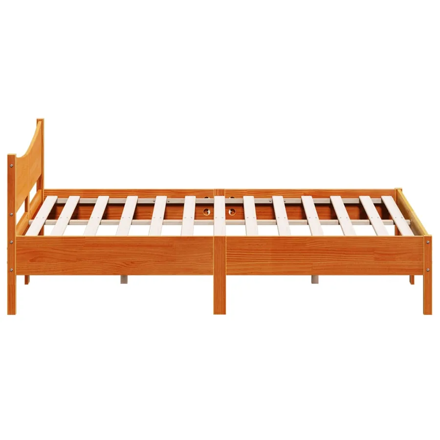 Cadre de lit sans matelas cire marron 200x200cm bois pin massif - 5