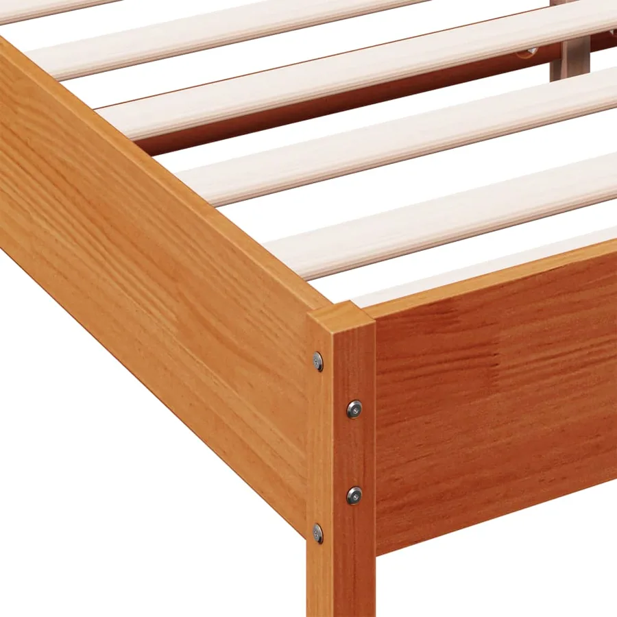 Cadre de lit sans matelas cire marron 200x200cm bois pin massif - 7