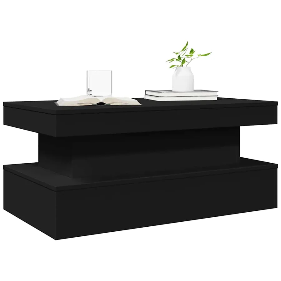 Table basse avec lumières LED noir 90x50x40 cm - 6