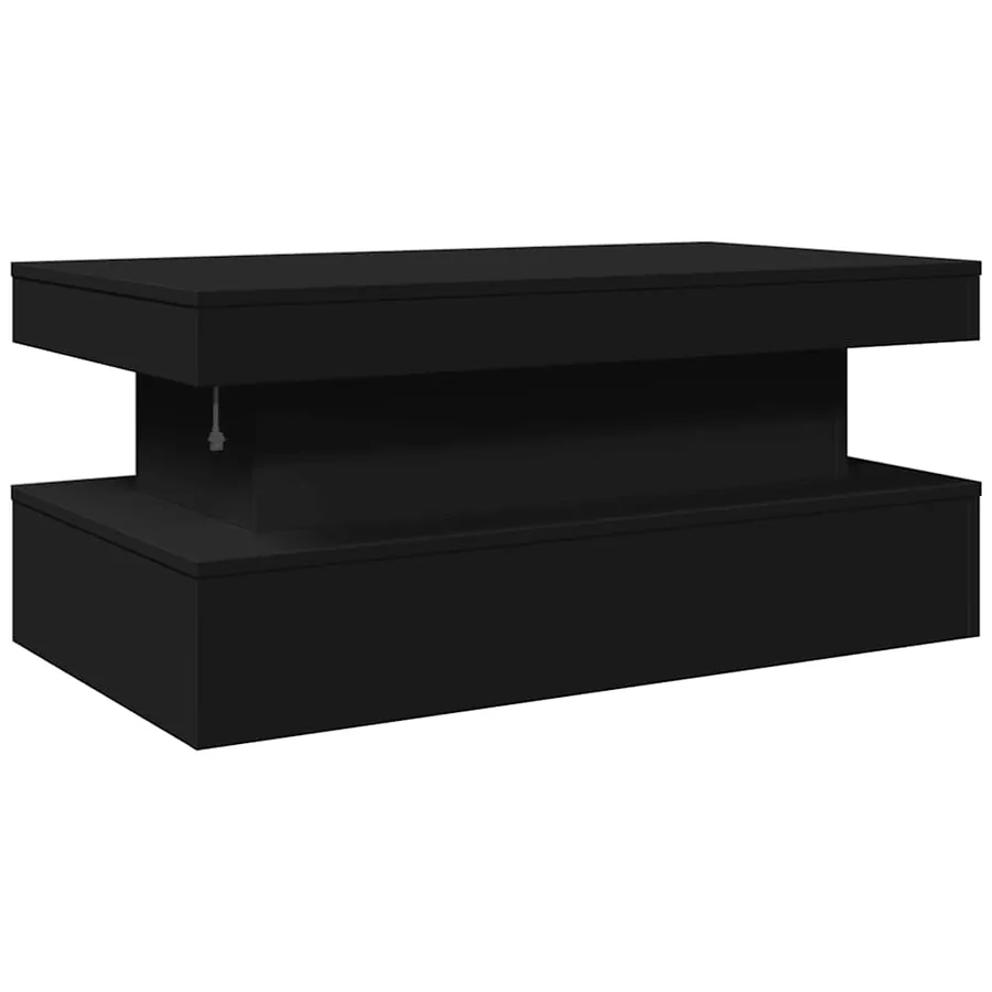Table basse avec lumières LED noir 90x50x40 cm - 9