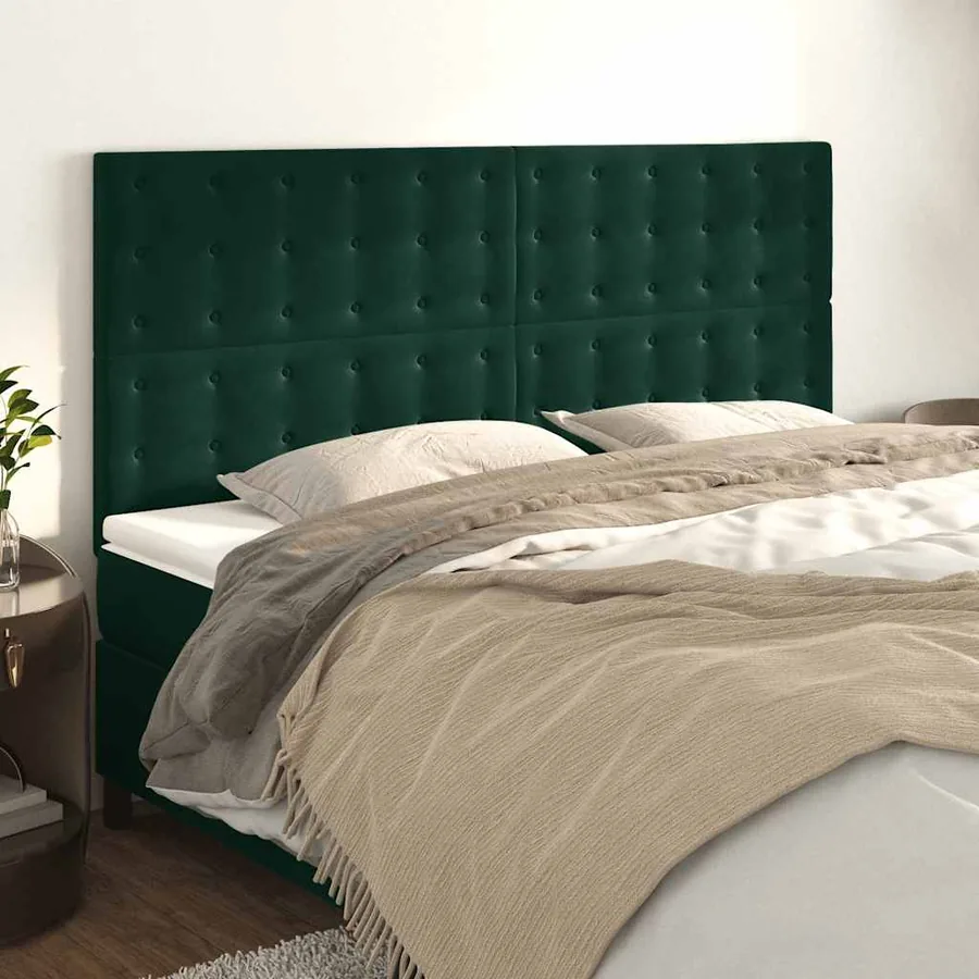 Tête de lit Vert foncé 200x5x118/128 cm Velours