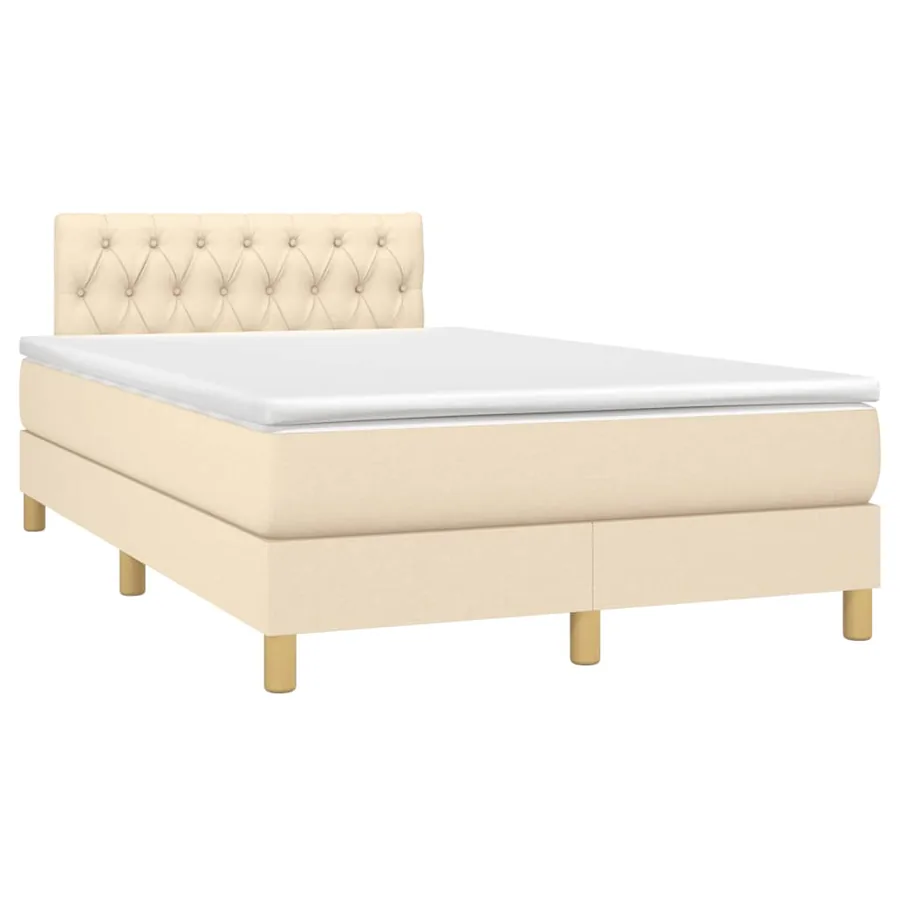 Sommier à lattes de lit avec matelas crème 120x190 cm tissu - 2