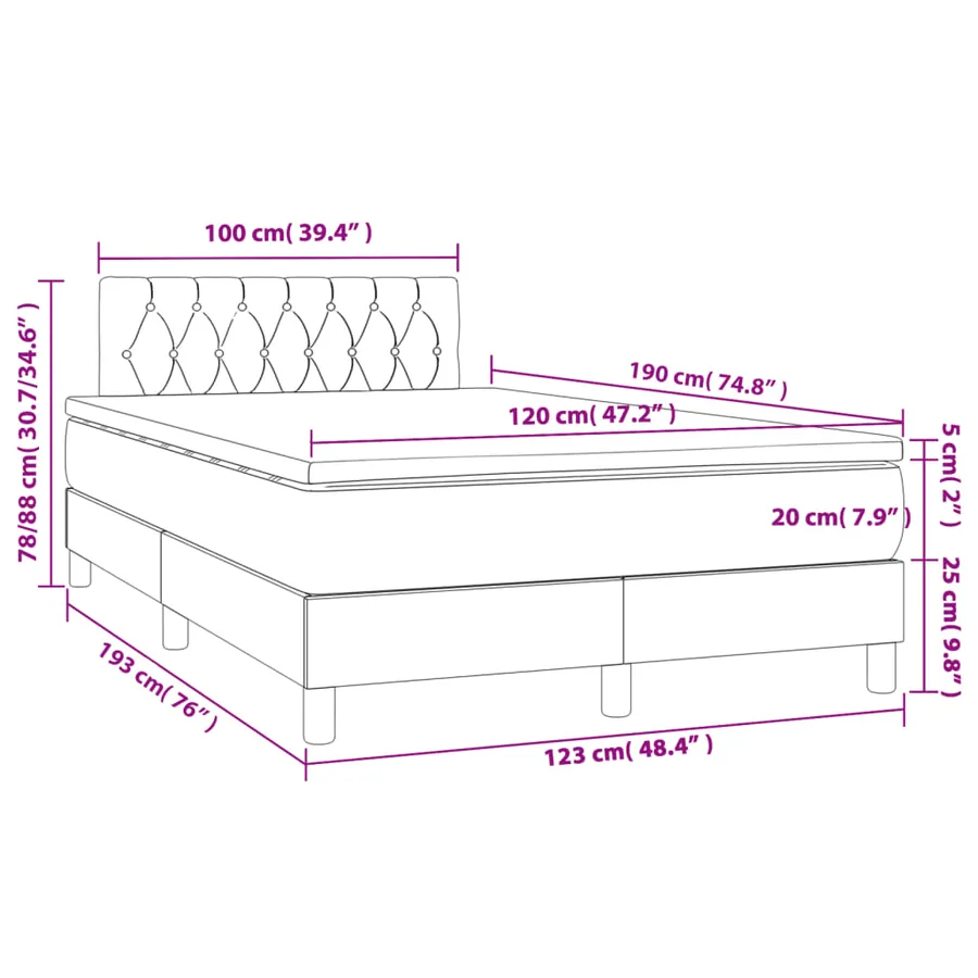 Sommier à lattes de lit avec matelas crème 120x190 cm tissu - 9