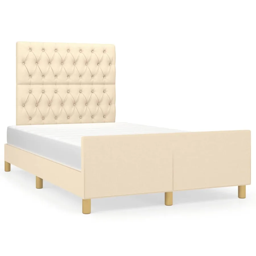 Cadre de lit sans matelas crème 120x190 cm tissu - 2