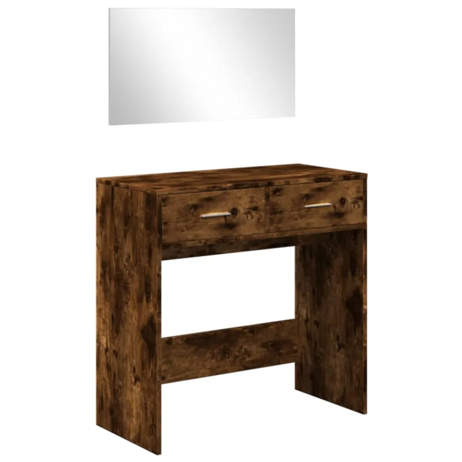 Coiffeuse avec miroir chêne fumé 80x39x80 cm - 2