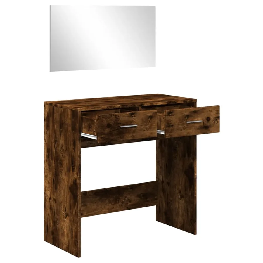 Coiffeuse avec miroir chêne fumé 80x39x80 cm - 4