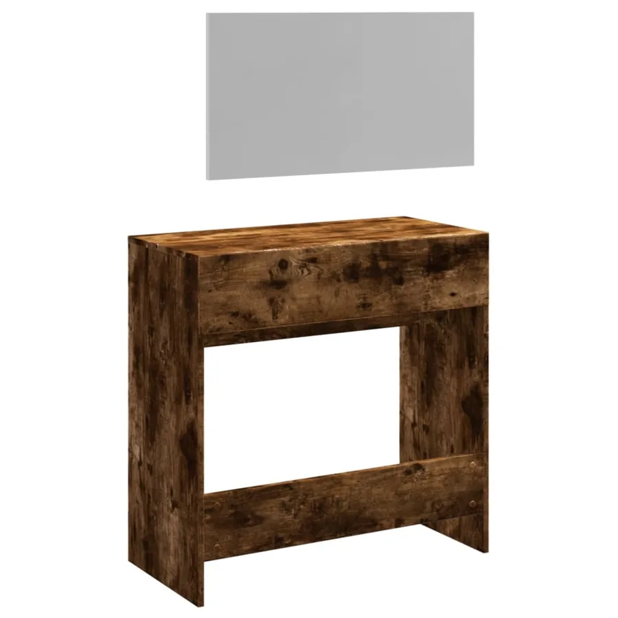 Coiffeuse avec miroir chêne fumé 80x39x80 cm - 7