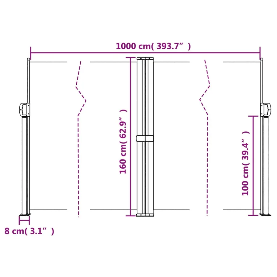 Auvent latéral rétractable crème 160x1000 cm - 10