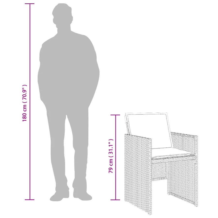 Chaises de jardin lot de 4 avec coussins noir résine tressée - 12