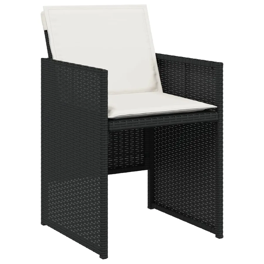 Chaises de jardin lot de 4 avec coussins noir résine tressée - 3