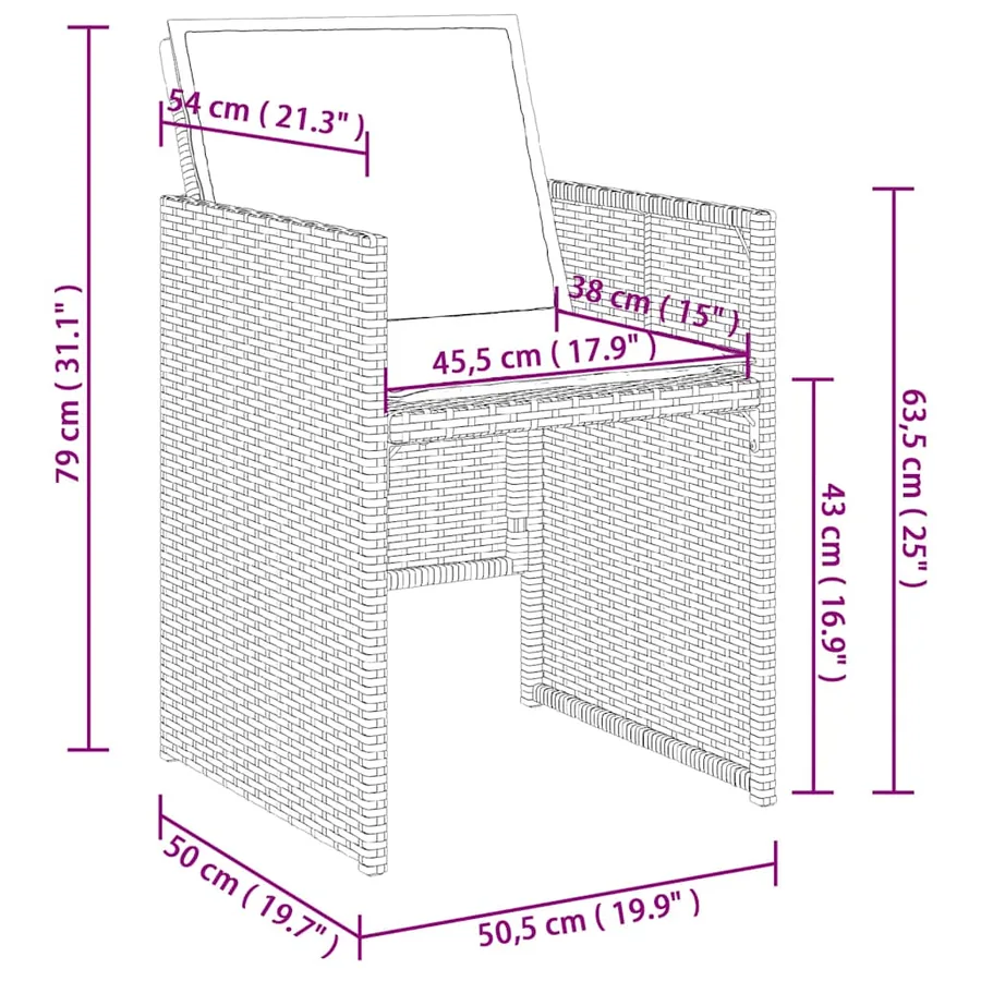 Ensemble à manger de jardin coussins 5pcs Noir Résine tressée - 10
