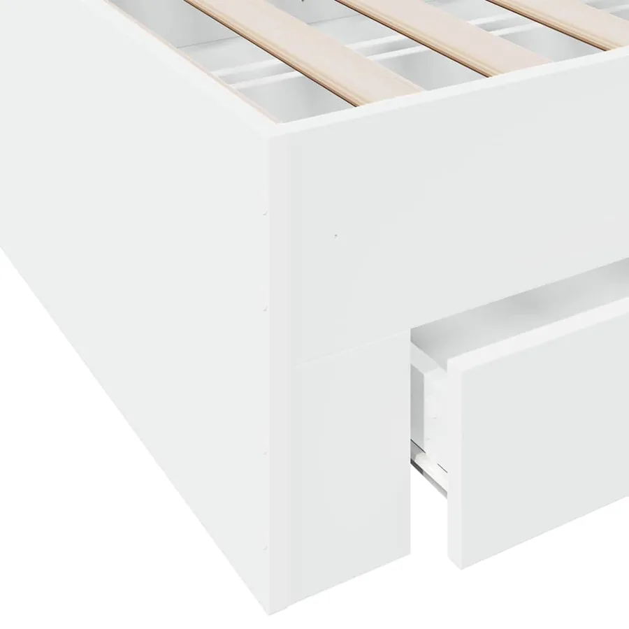 Cadre de lit avec tiroirs sans matelas blanc 100x200 cm - 8