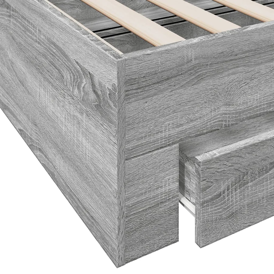 Cadre de lit avec tiroirs sans matelas sonoma gris 200x200 cm - 8