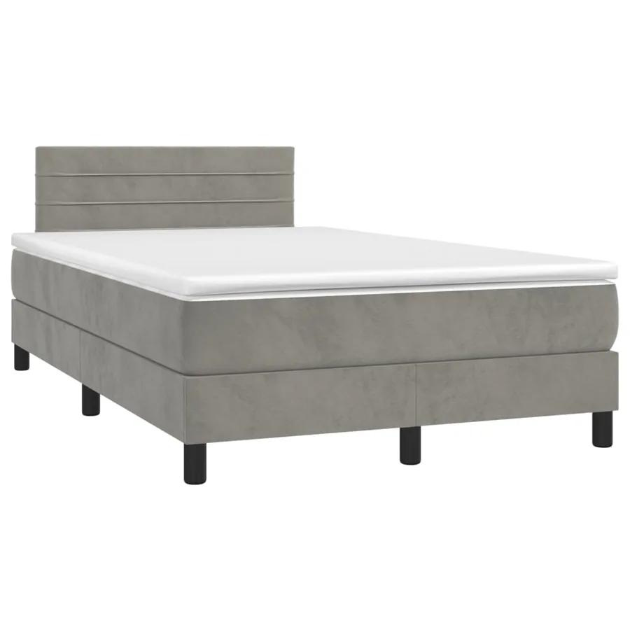 Sommier à lattes de lit et matelas gris clair 120x190cm velours - 2