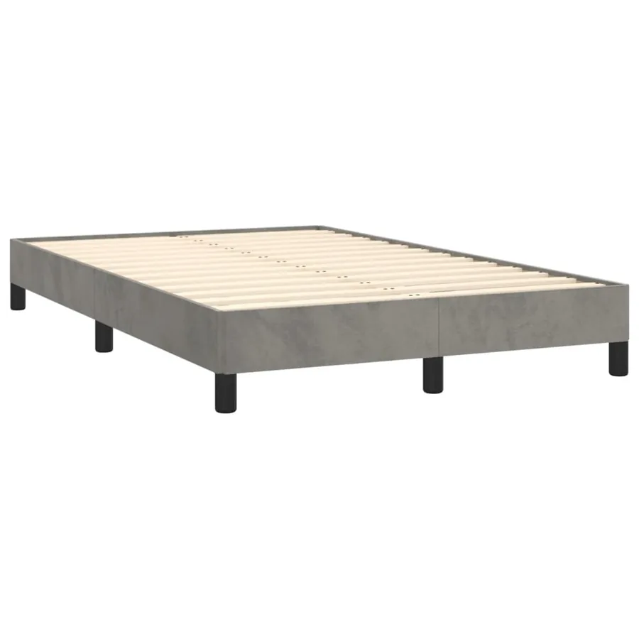 Sommier à lattes de lit et matelas gris clair 120x190cm velours - 4