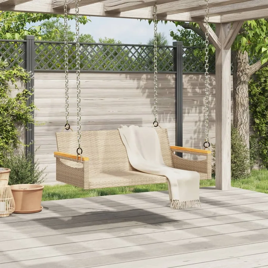 Balancelle beige 109x62x40 cm résine tressée - 3