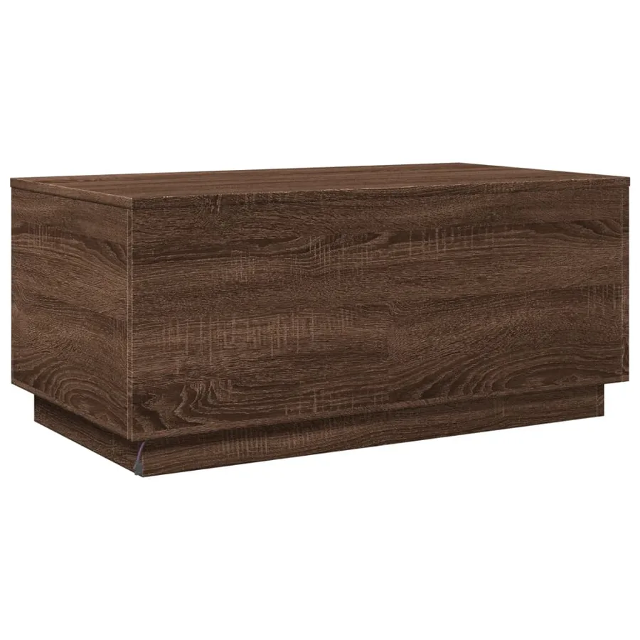 Table basse avec lumières LED chêne marron 90x50x40 cm - 9
