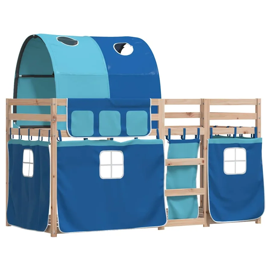 Lit superposé sans matelas bleu 75x190 cm bois de pin massif - 3