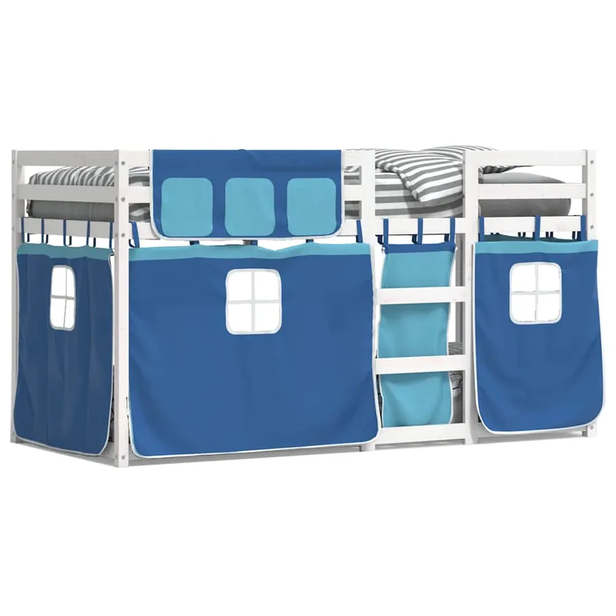 Lit superposé sans matelas bleu 75x190 cm bois de pin massif - 2