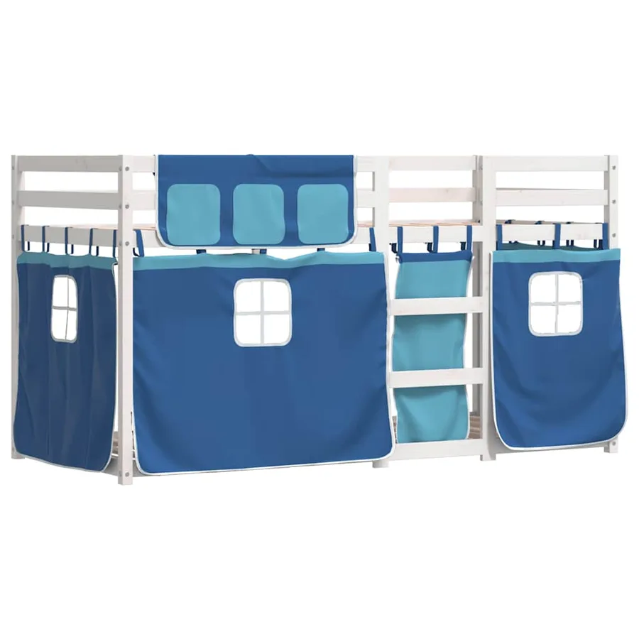 Lit superposé sans matelas bleu 75x190 cm bois de pin massif - 3