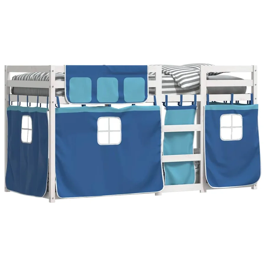 Lit superposé sans matelas bleu 75x190 cm bois de pin massif - 4