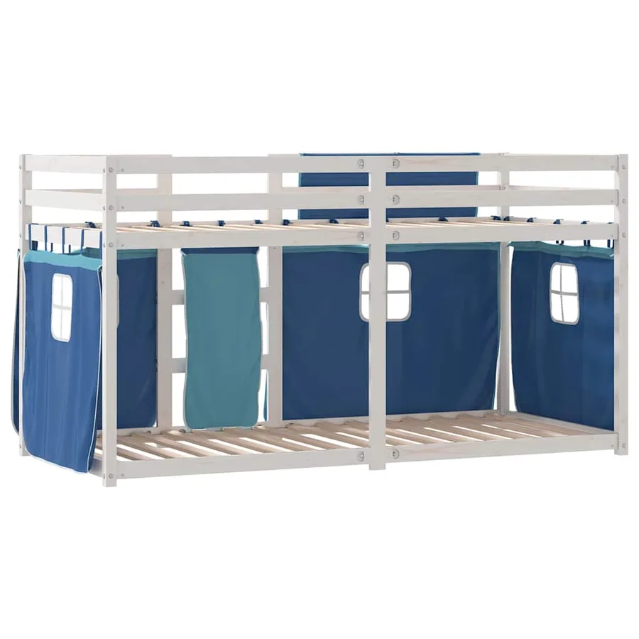 Lit superposé sans matelas bleu 75x190 cm bois de pin massif - 7