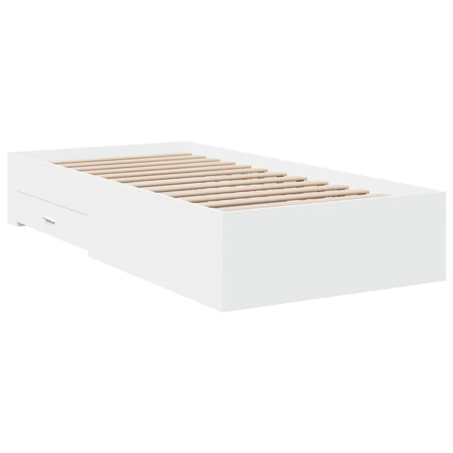 Cadre de lit avec tiroirs sans matelas blanc 90x190 cm - 6