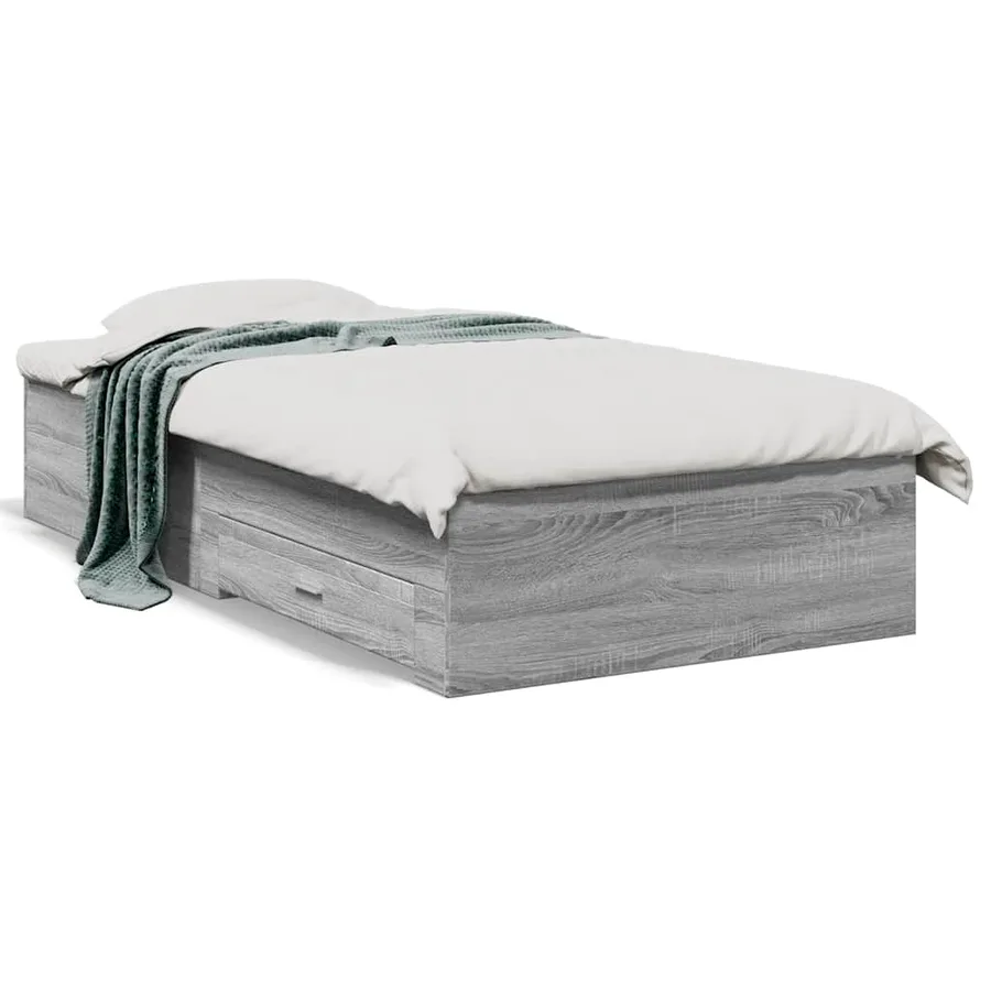 Cadre de lit avec tiroirs sans matelas sonoma gris 90x190 cm - 2