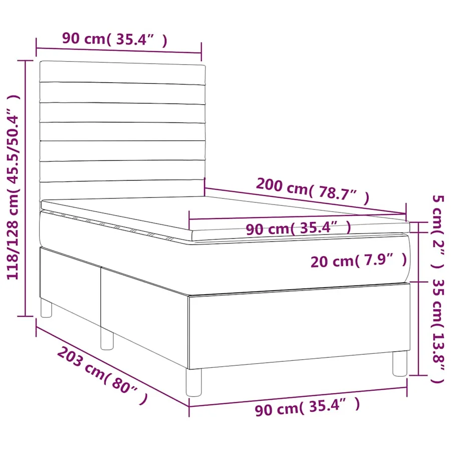Sommier à lattes de lit matelas LED Vert foncé 90x200cm Velours - 9
