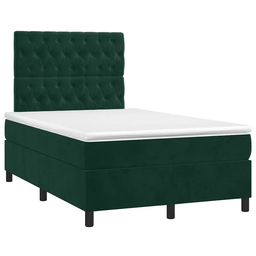 Sommier à lattes de lit avec matelas vert foncé 120x190 cm - 2