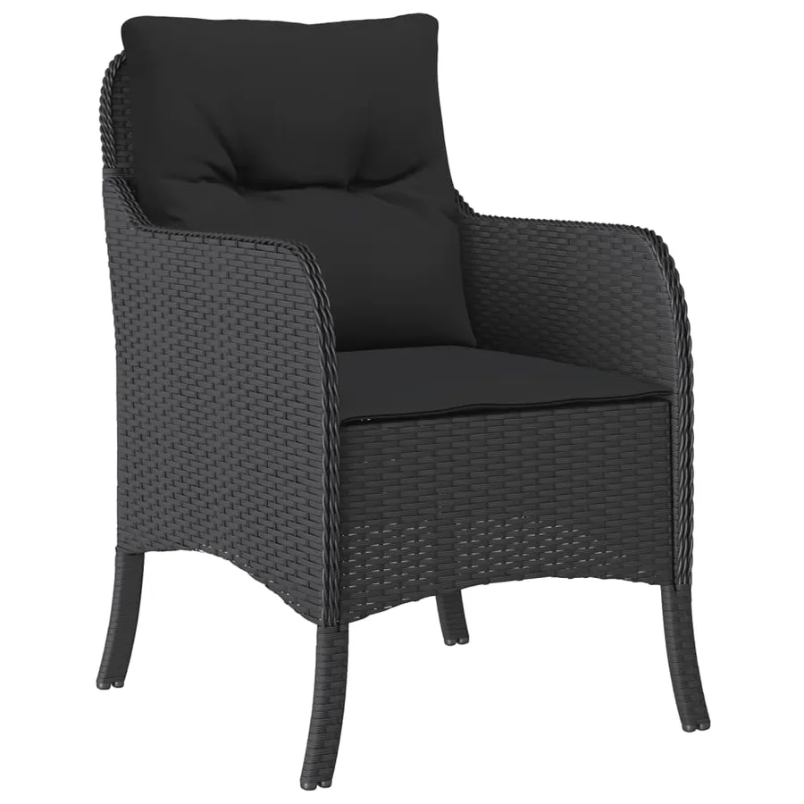 Ensemble à manger de jardin coussins 5pcs Noir Résine tressée - 3