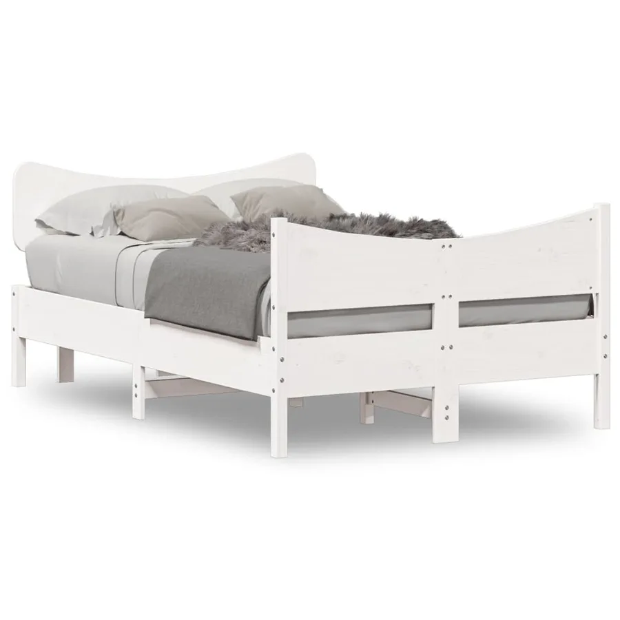 Cadre de lit sans matelas blanc 120x190 cm bois de pin massif - 2