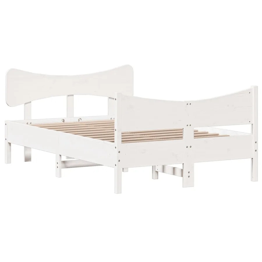 Cadre de lit sans matelas blanc 120x190 cm bois de pin massif - 3