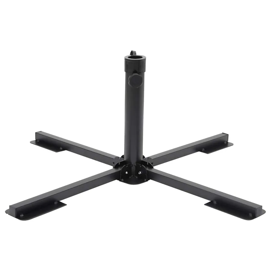 Base de parasol pliable pour mât Ø38/48 mm noir brillant acier
