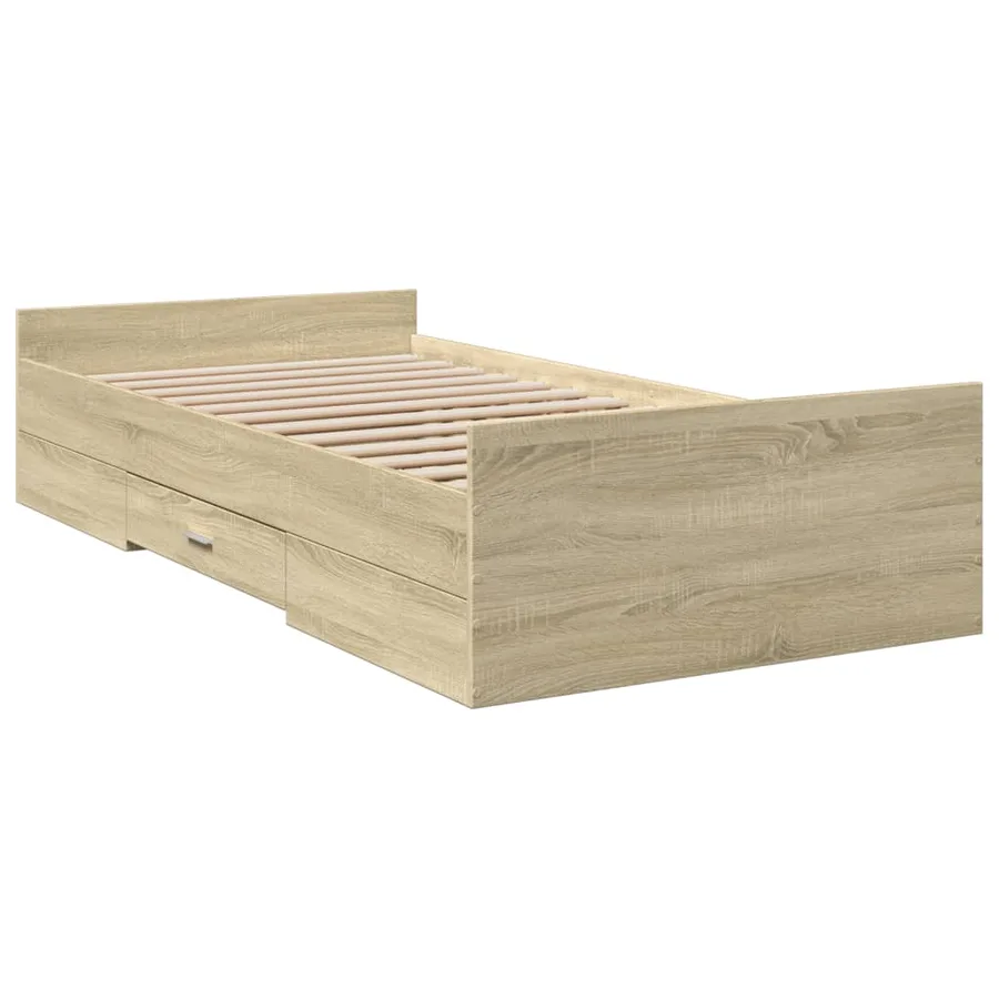 Cadre de lit avec tiroirs sans matelas chêne sonoma 90x200 cm - 3